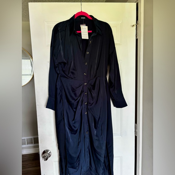 NWT gorgeous navy blue shirt dress, women’s size L - Picture 7 of 8